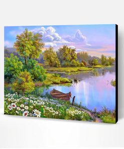 Daisies Lake Scenery Paint By Number