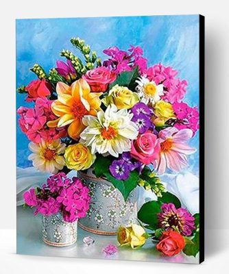 Vase of Colorful Flowers Paint By Number