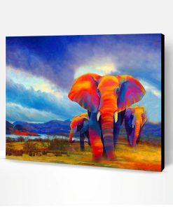Colored Elephants Paint By Number