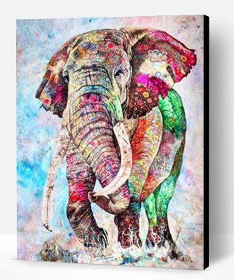 Colored Splash Elephant Paint By Number