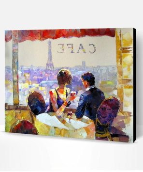 Couple in Cafe at Paris Paint By Number