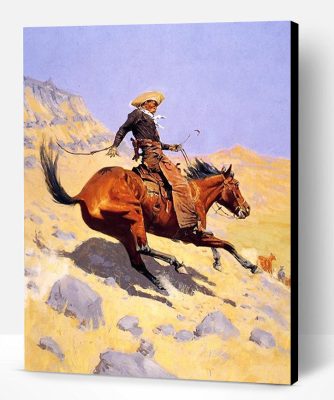 Cowboy On His Horse Paint By Number