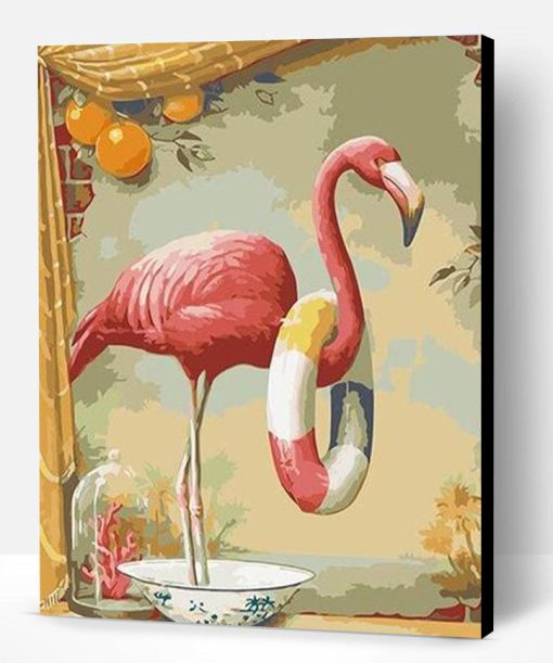 Flamingo Swimming Ring Paint By Number