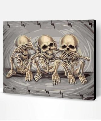 Three Skeletons Emojis Paint By Number