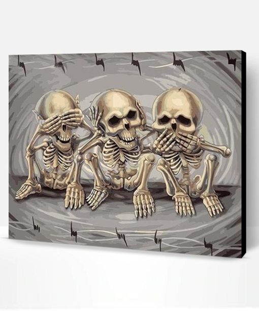 Three Skeletons Emojis Paint By Number