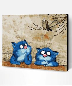Two Funny Blue Cats Paint By Number