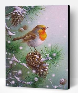 Christmas Bird In The Snow Paint By Number