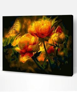 Orange flower and Butterfly Paint By Number