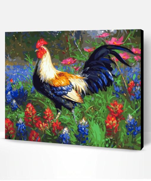 Rooster And Flowers Paint By Number