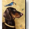 Dachshund Dog and Bird Paint By Number