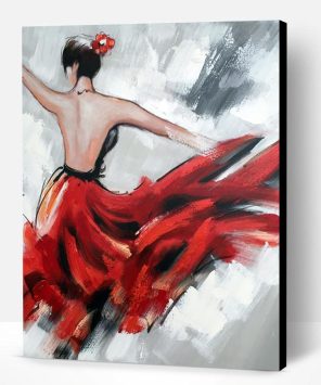 Dancing Girl in Red Dress Paint By Number