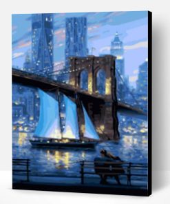 Dark Blue Brooklyn Bridge Paint By Number