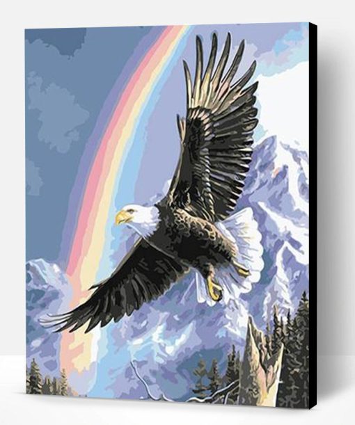 Flying Eagle under Rainbow Paint By Number