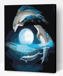Dolphin at Moon Paint By Number