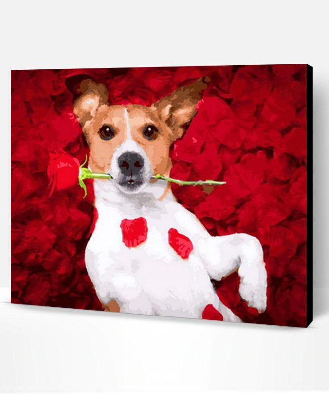 Dog Love Rose Valentines Paint By Number