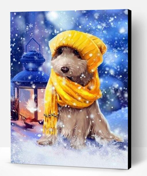 Dog in Winter Clothes Paint By Number