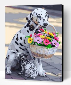 Dog With Basket Paint By Number