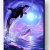 Dolphin In Sea At Night Paint By Number