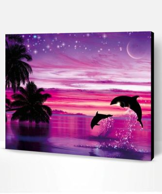 Dolphin Purple Night Paint By Number