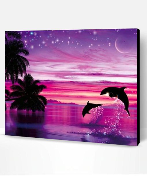 Dolphin Purple Night Paint By Number