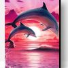 Dolphin Show in Pink Sky Paint By Number