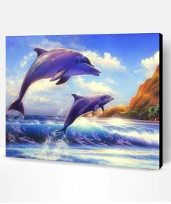 Dolphin With Sea Waves Paint By Number