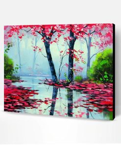Cherry Blossom Scenery Paint By Number