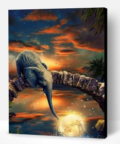 Elephant And Fell Moon Paint By Number