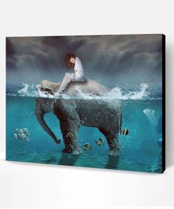 Elephant And Girl Cross The Sea Paint By Number
