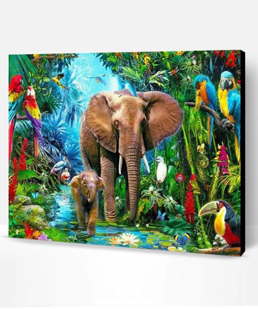 Elephants in The Jungle Paint By Number