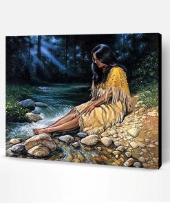Native American Woman on River Paint By Number