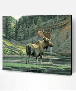 Moose By a River Paint By Number