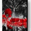 Red Tulips In Black Paint By Number