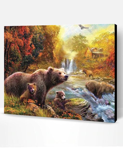 Bears By Stream Paint By Number