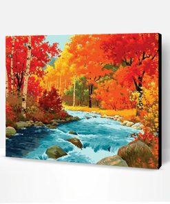 River Flows in Autumn Forest Paint By Number
