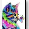 Colored Cat And Butterfly Paint By Number