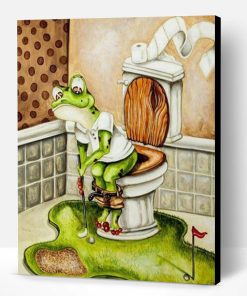 Frog Plays Golf at Toilette Paint By Number