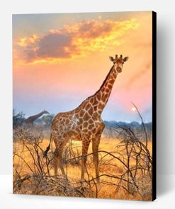 Giraffe With Sunrise Paint By Number