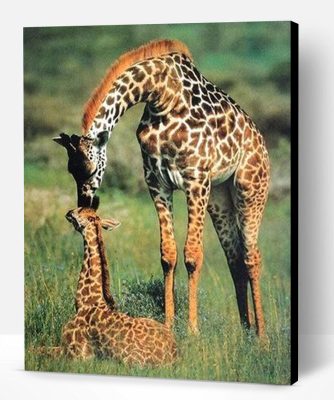 Giraffe Mother and Her Baby Paint By Number