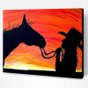 Girl And Horse Silhouette Paint By Number