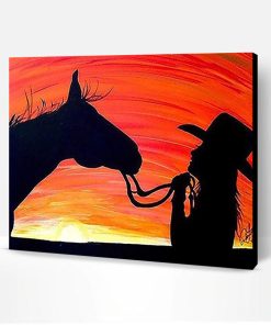 Girl And Horse Silhouette Paint By Number