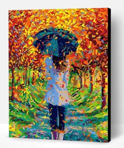 Girl Strolling Autumn Paint By Number