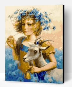 Girl With Goats Paint By Number