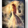 Girl and White Horse Paint By Number