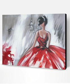 Girl in Red Dress Paint By Number