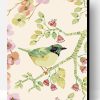 Green Bird With Flowers Paint By Number