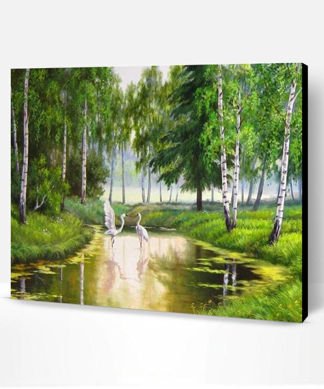 Green Forest River Paint By Number