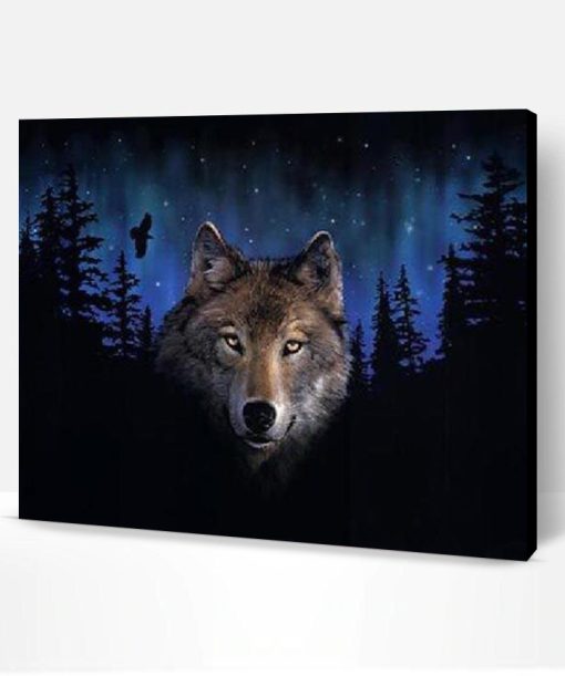 Grey Wolf In The Trees Paint By Number