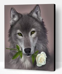 Grey wolf with Flower Paint By Number