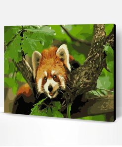 Little Red Panda on a Branch Paint By Number